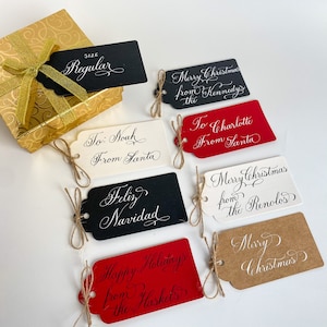 Personalisierte Kalligraphie Geschenkanhänger, Weihnachten Geschenkanhänger, Dankeschön Geschenkanhänger, Party Geschenkanhänger, Schwarz/Weiß/Rot/Kraftpapier