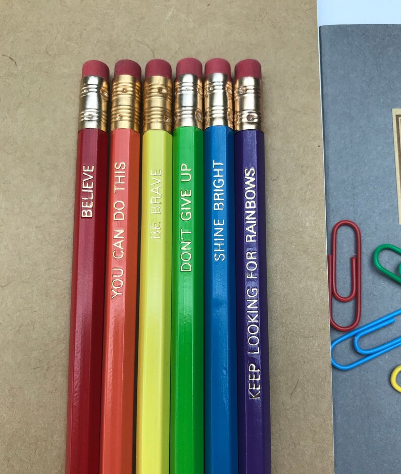 Pencils You can do this Positive message, Positive pencils Lead pencil set Believe Rainbow coloured HB Pencils Imprinted pencils