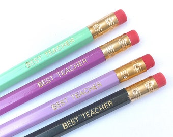 Best Teacher Pencil set, Pencil set, Imprinted pencils, Hot foil pencils, Teacher gift