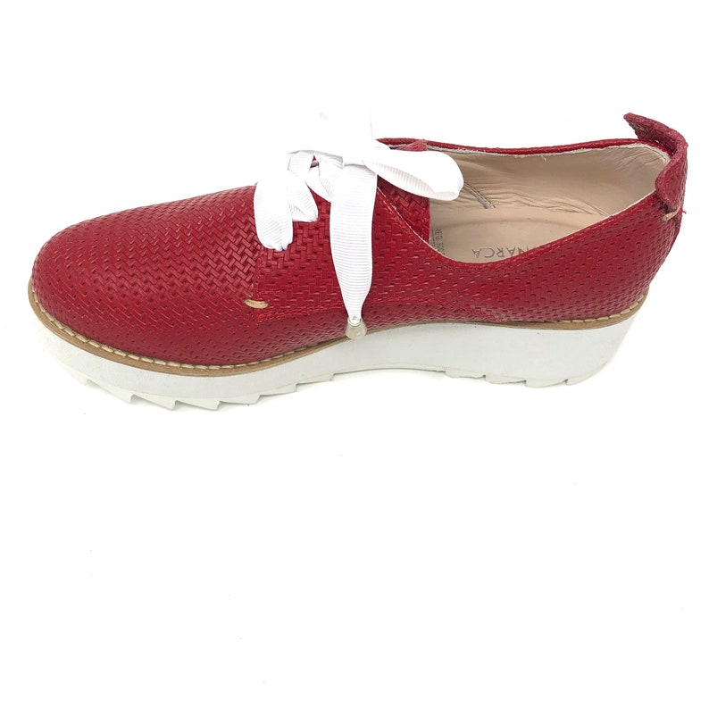 Helena Leather Wedge Oxfords Women Handmade Shoes oxford Etsy