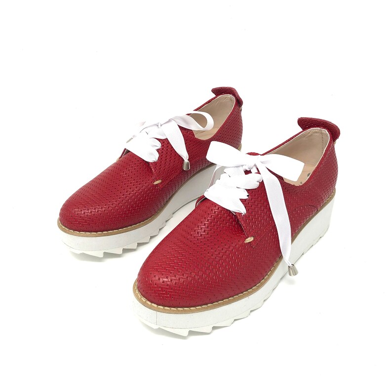 Helena Leather Wedge Oxfords Women Handmade Shoes oxford Etsy