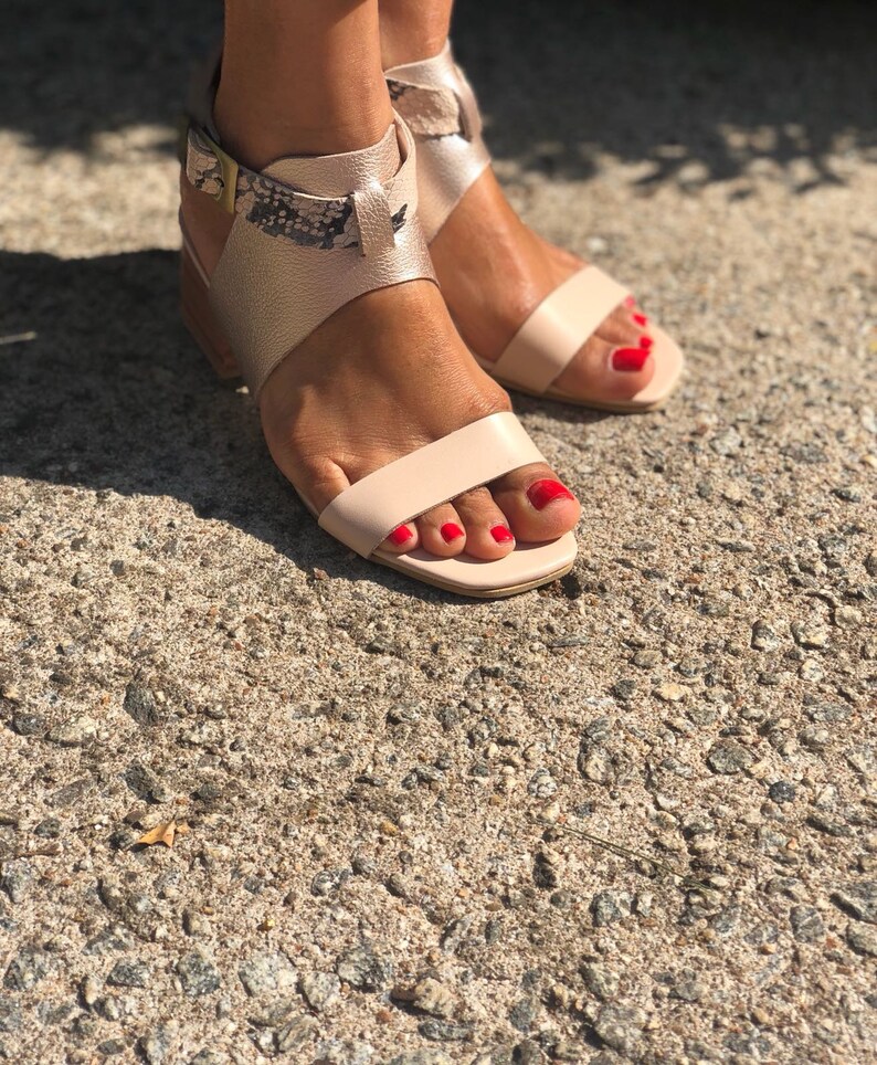 EMMA Sandals Ankle Strap Leather Heel Sandals Women Etsy