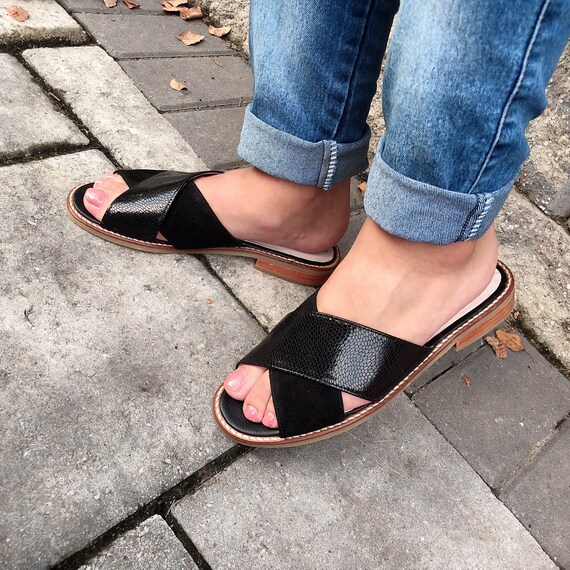 black crossover strap heels