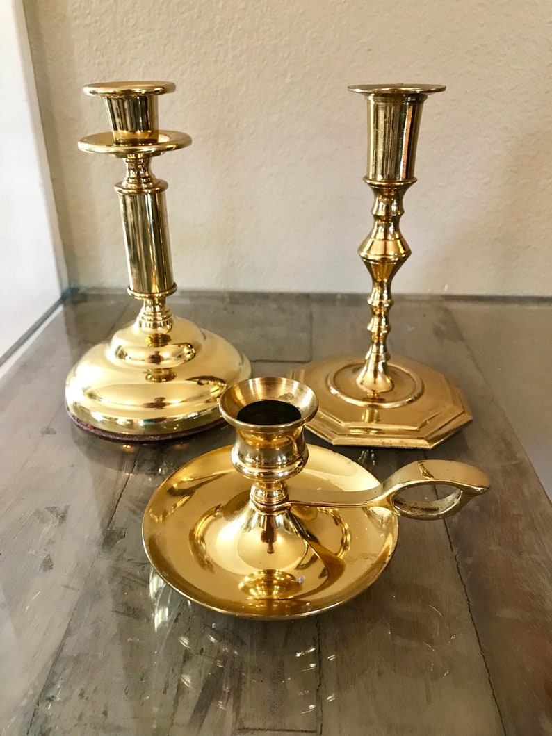 Brass Candlesticks Candleholders3 Wedding Anniversary Etsy