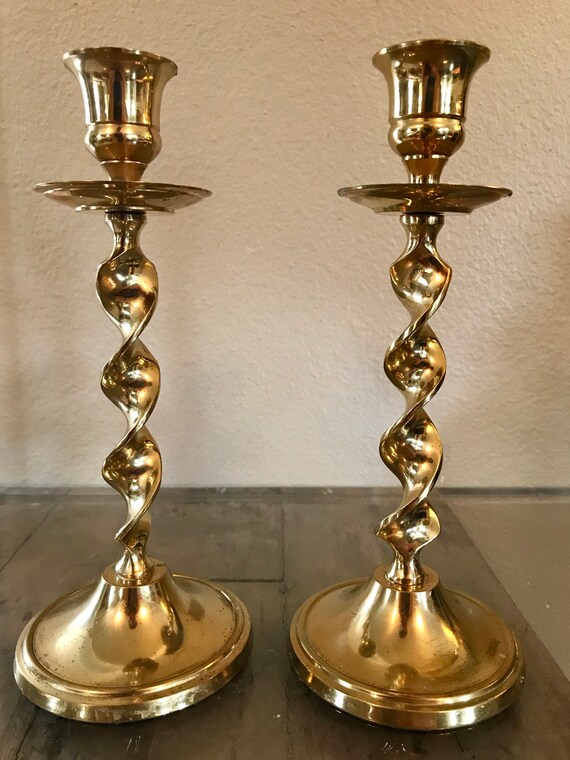 Hampton Brass Candlesticks Candleholders Pair 2 Wedding Etsy