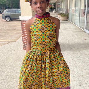 African clothing Ankara print sleeveless kids/girls dress African fashion African wear party dress African attire
