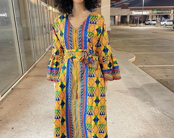 Ropa africana para mujer, vestido kente Ankara, vestido largo africano para mujer, vestido maxi, ropa africana, moda africana, atuendo africano