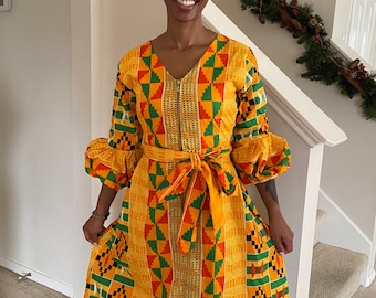 Ropa africana para mujer, vestido Ankara kente, vestido largo africano para mujer, vestido maxi, ropa africana, moda africana, atuendo africano
