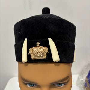 Royal Black Odogwu African Chieftaincy Igbo Ozo Cap, African Men's