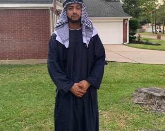 Männer Arabische islamische Kleidung Männer Jalabiya Jubba Disdash kaftan muslimische Männer tragen muslimische aqel Seil egal und Schal