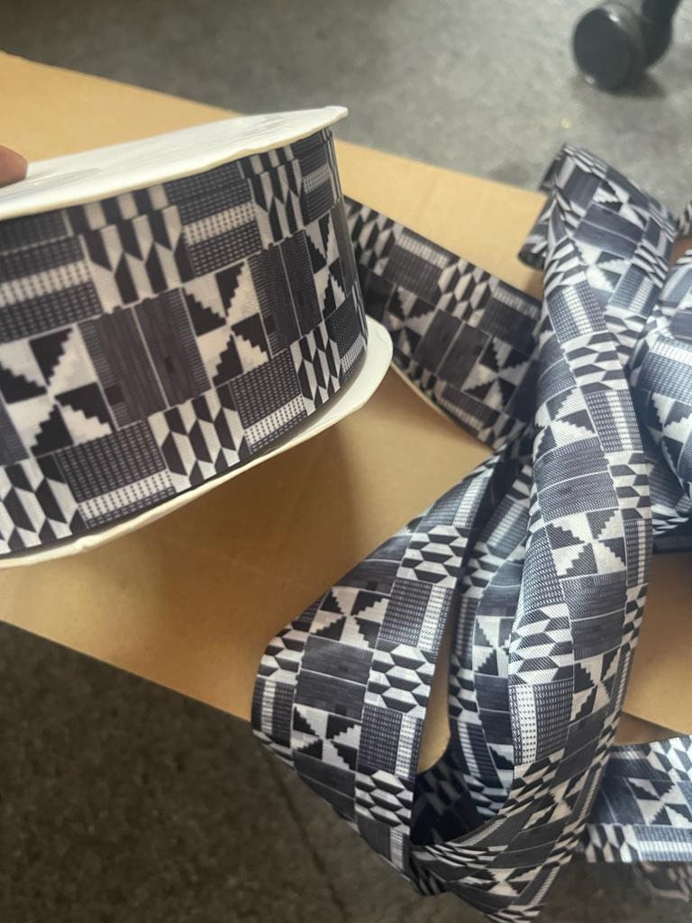 White and Black African Print Ribbon African Ankara Kente 3 Yards ...