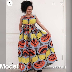 Vestido Ankara para mujer africano ankara estampado maxi vestido sin mangas vestido africano de cuerpo entero ropa africana moda africana atti africano