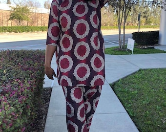 African Ankara print women two pieces Ankara set tunic top and high waist pants African wear African fashion African clothing