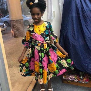 African clothing kids/girls Ankara print dress African fashion African wear party dress African attire