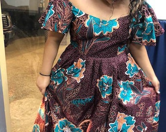 Ankara dress African ankara print women off the shoulder maxi Dress dress with print Ankara African dress Afrcan clothing African fashion