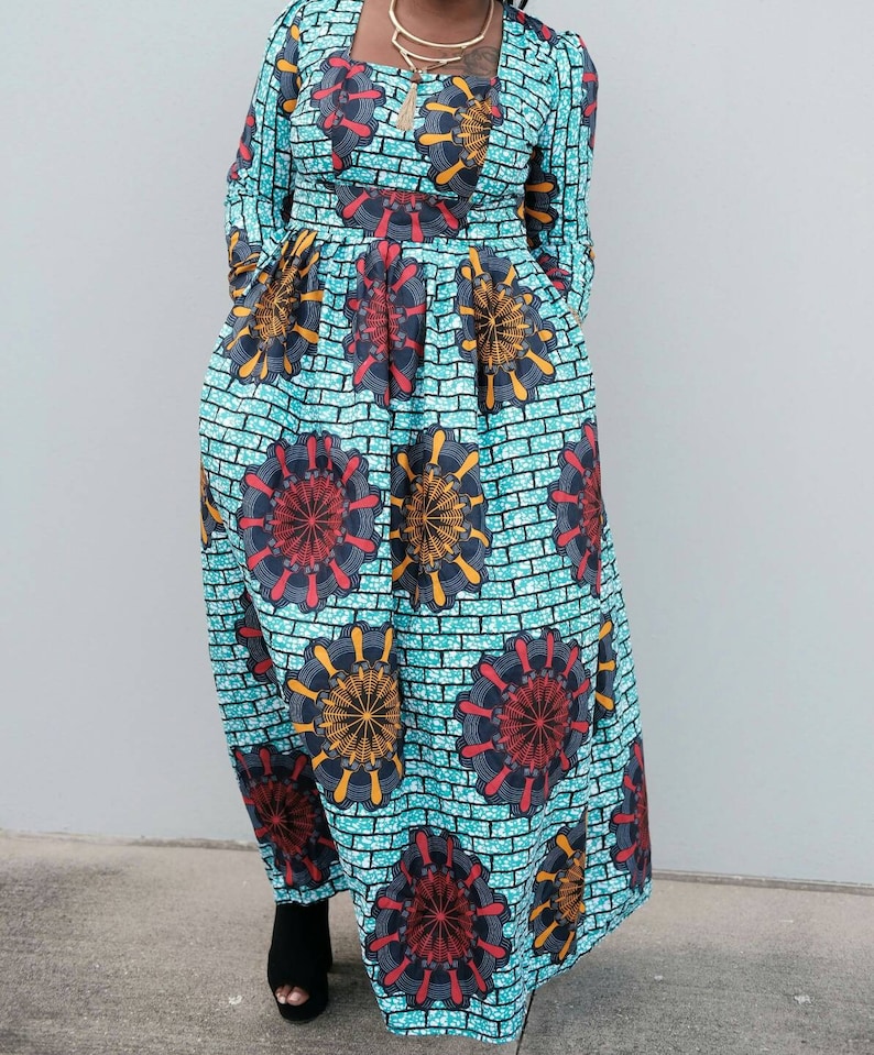 Ankara dress African print women ankara long sleeve full length maxi Dress African dress African fashion African clothing