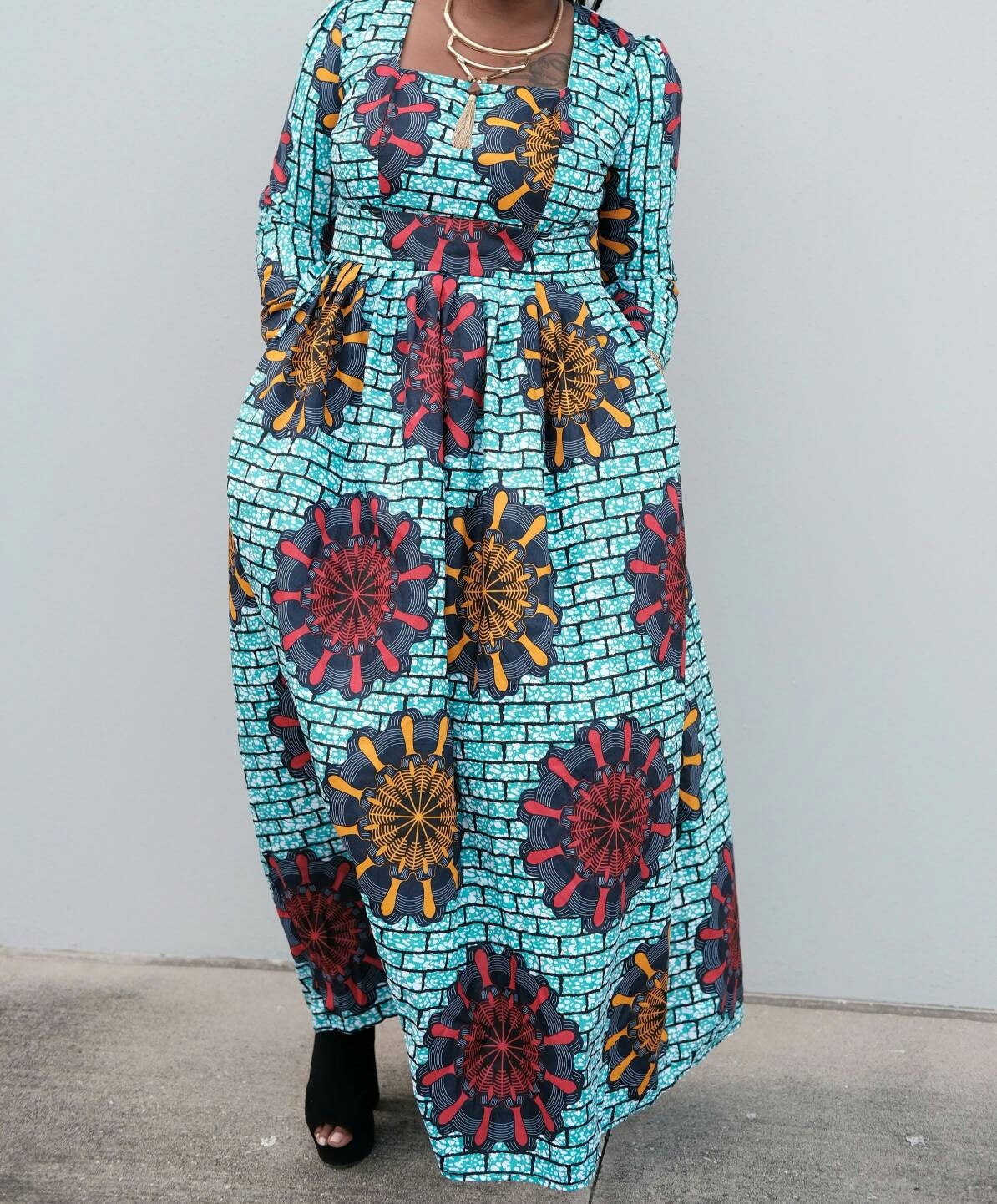 Ankara long sleeve dress 2025