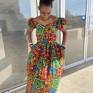 Ankara dress African ankara print long sleeve maxi Dress dress Ankara print African dress Full length Afrcan clothing African fashion