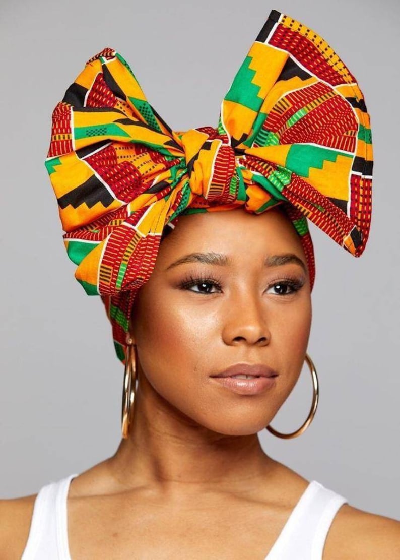 African Print Ankara Kente Hair Wrap African Print Head Wrap Cap ...