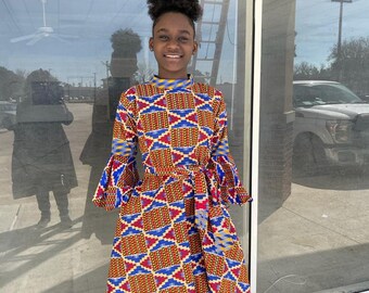 Vestido africano para mujeres ankara kente Ankara vestido de manga de campana vestido africano moda africana ropa africana