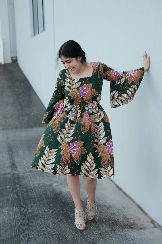 ankara bell sleeve dress