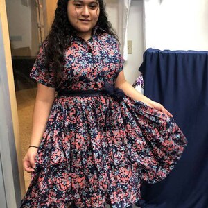 ON SALE African clothing for woman ankara print midi dress with floral print Ankara African dress midi length African attire