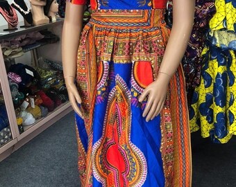 Vestido largo africano para mujer, ankara kente Danshiki, manga corta, vestido africano, moda africana, ropa africana