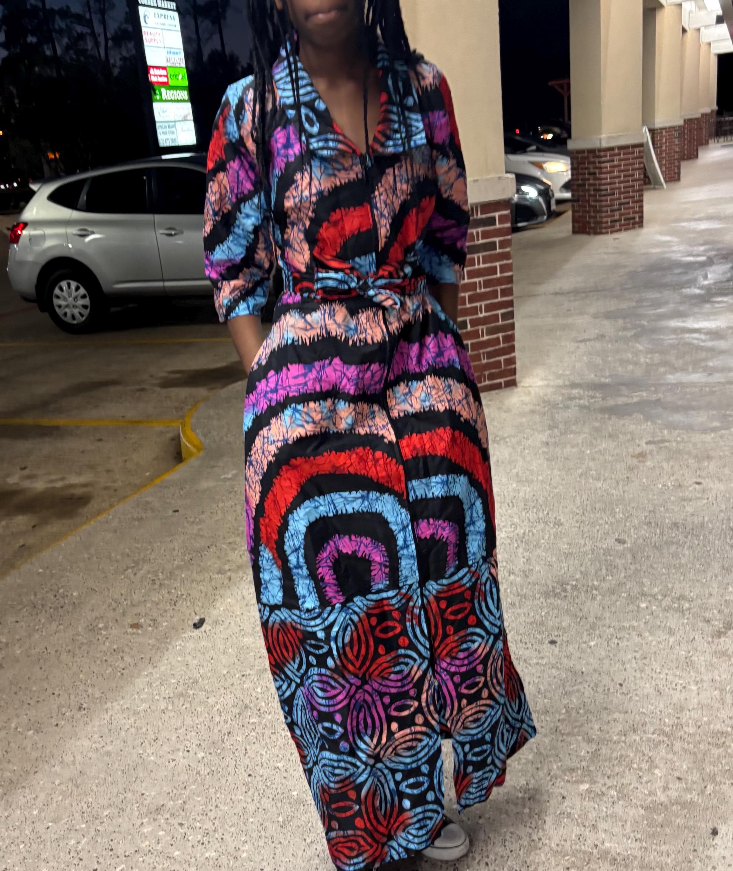 slim fit dress slacks Modern Blue African Maxi Dress main image 0