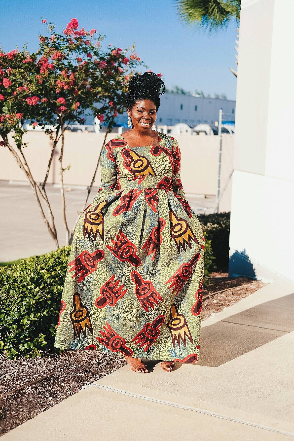 chinese dress ladies Sample: KEONDRA Ankara Maxi Dress