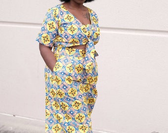 ON SALE African clothing for women Ankara print women 2 set of crop top with baggy pants African fashion African clothing African attire
