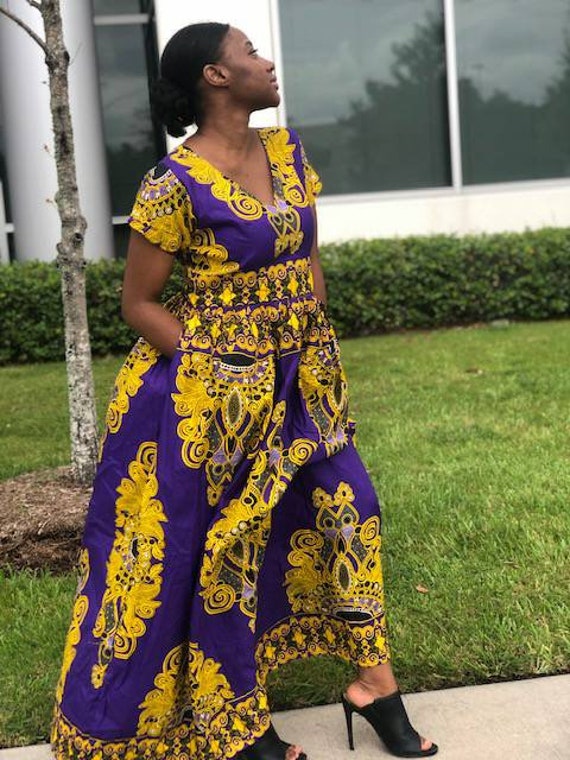 Ankara maxi dress African print long dress African clothing | Etsy