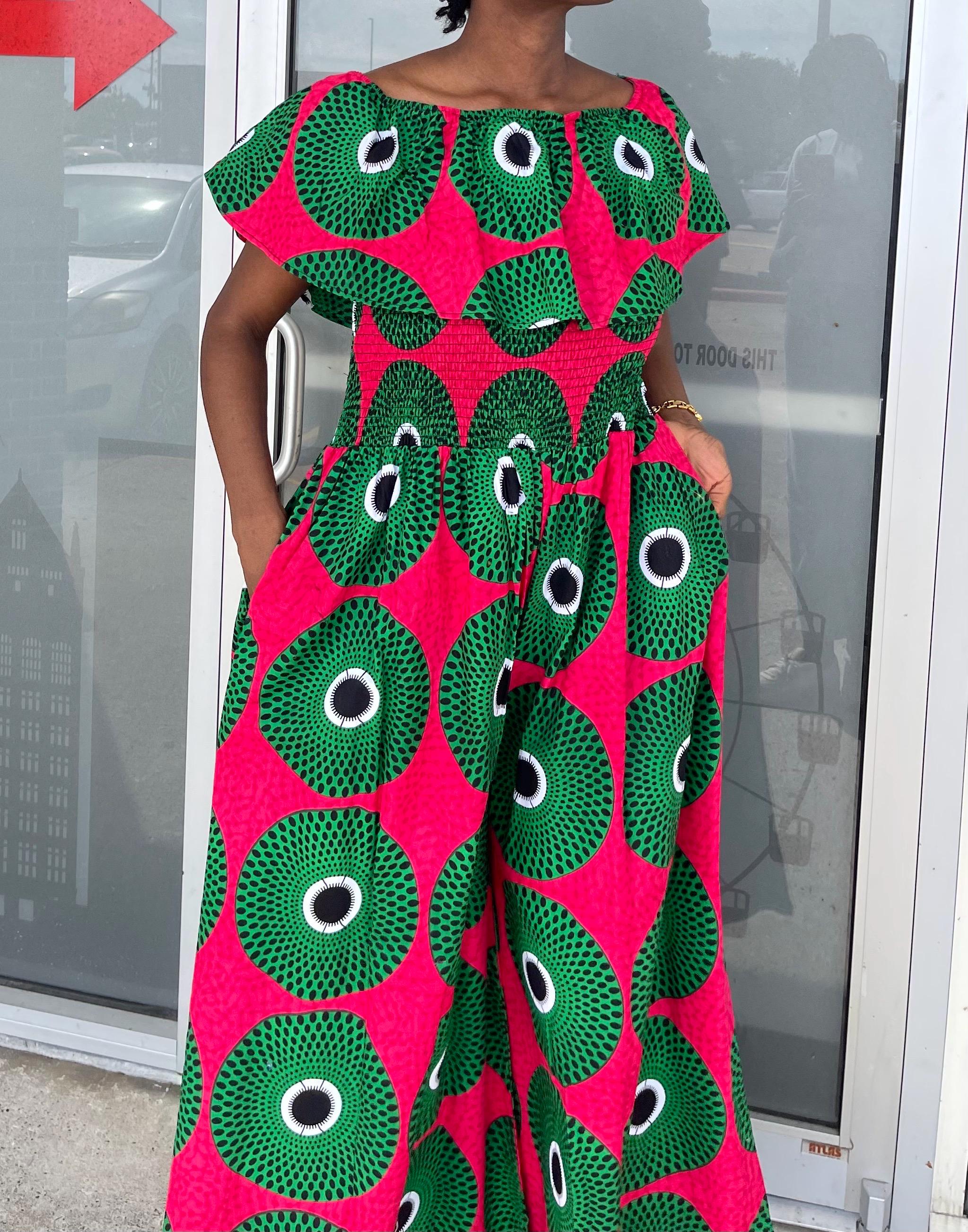 Pink and Green African Dresses