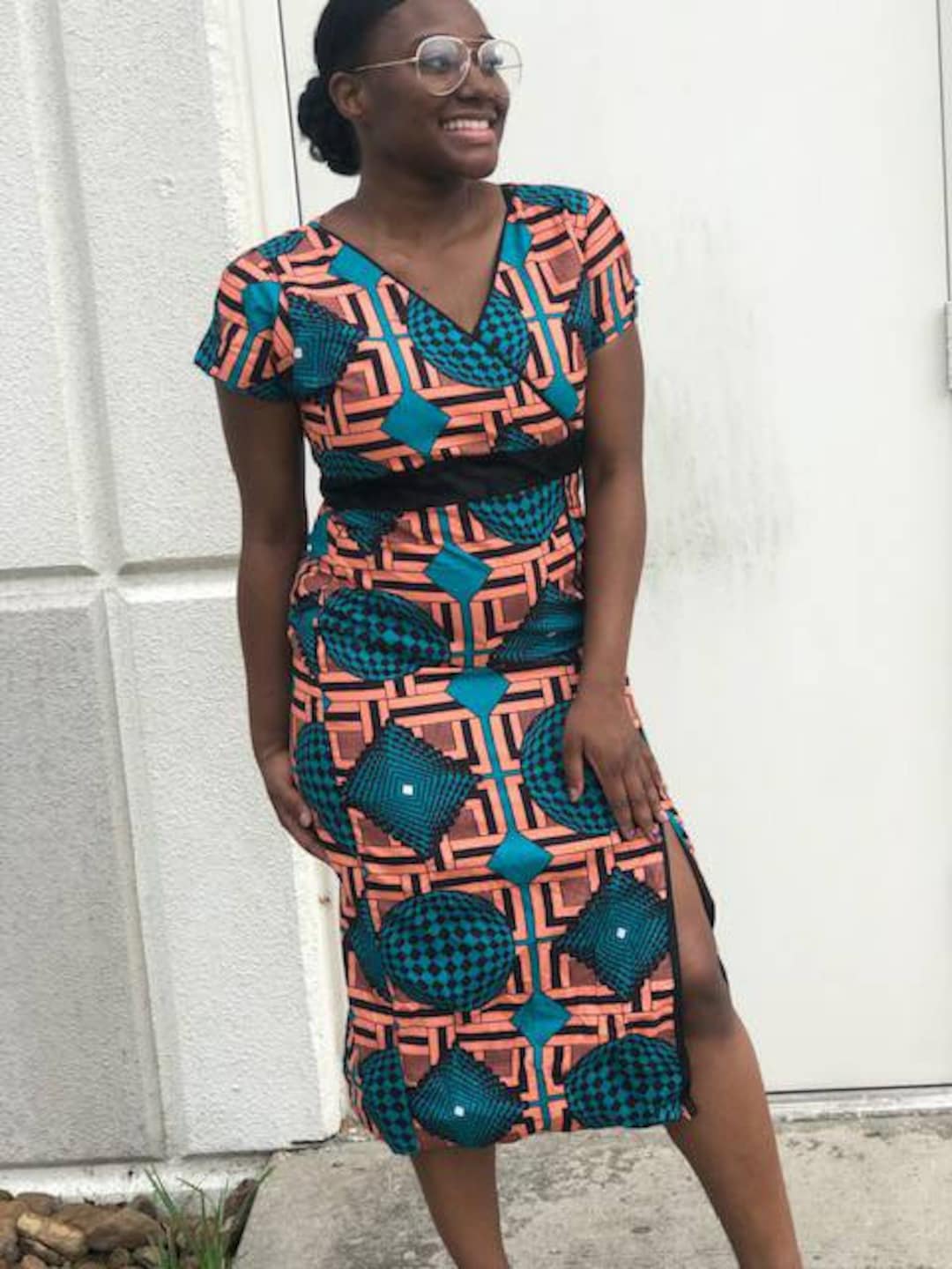 Ankara dress women African print knee length dress Ankara dress Afrcan fashion African style African clothing
