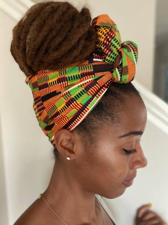 African Head Wrap Kente Print Headwrap African - Etsy Israel