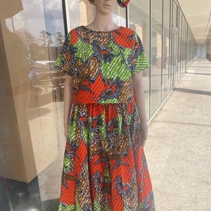 African clothing for women three pieces set of cropped top long skirt and hat