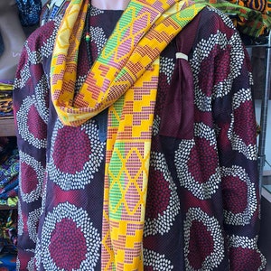 African fabric kente print neck is scarf sash unisex neck tie scarf neck wrap African clothing african attire