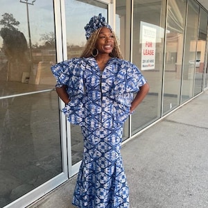 African clothing for women three pieces set of cropped top long skirt and hat