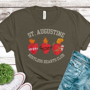 St. Augustine Restless Hearts, Catholic T-shirt, Sacred Heart, Immaculate Heart, Most Chaste
