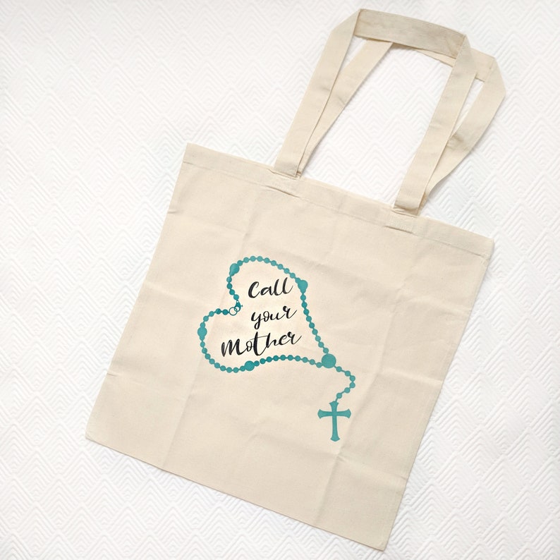Catholic Gift Tote Bag Rosary Call Your Mother Mary Etsy