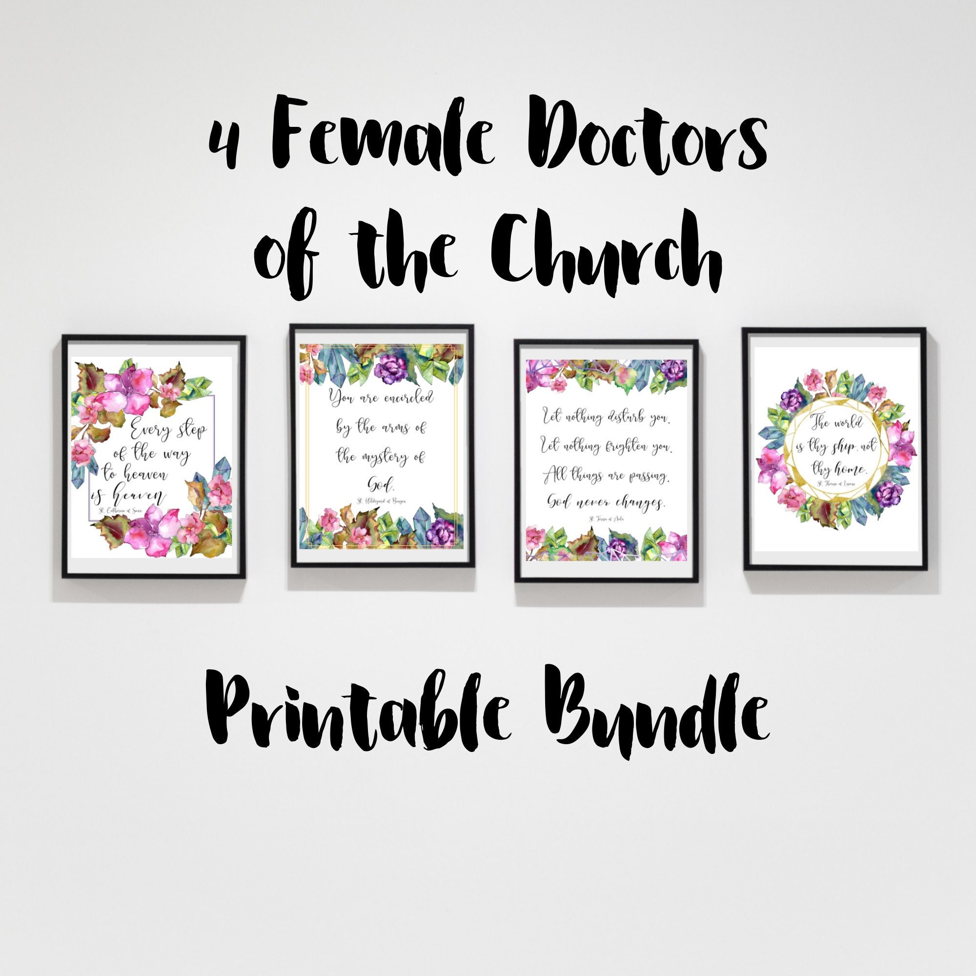 Saint Hildegard Quote Prints Bundle Catholic Wall Art Home Etsy