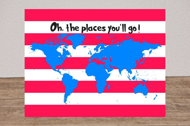 Oh The Places You Ll Go World Map Classroom Library Etsy