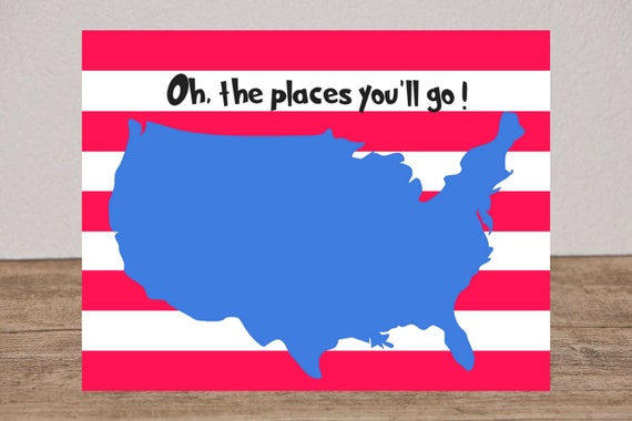 Oh The Places You Ll Go Usa Map Classroom Library Decoration Printable Teacher S Gifts Librarian Gifts