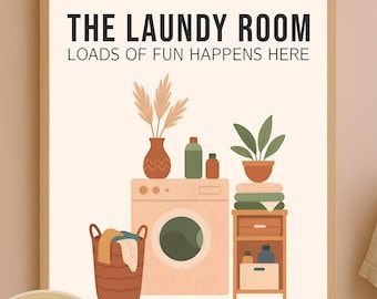 Laundry Room Digital Poster | Boho Laundry Decor | Wash Dry Fold Quote | Laundry Wall Art Print for New House Decor & Laundry Room Gift