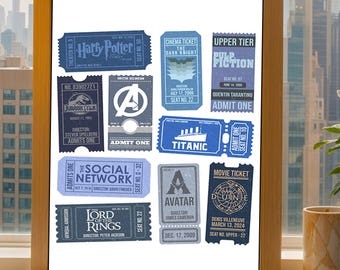 Personalized Blue Movie Ticket Memory Art | Custom Wall Decor with Favorite Films & Directors | Vintage Movie Gift