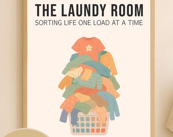 Digital Laundry Room Poster | Boho Laundry Decor | Wash Dry Fold Quote | Laundry Wall Art Print for New House Decor & Laundry Room Gift