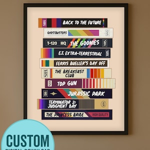 Descarga digital de arte de cinta de video VHS retro personalizada / Películas y programas de TV favoritos personalizados / Diseño de arte mural de películas vintage de los 90