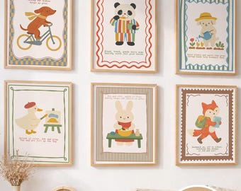 Educational Posters Printable Set of 10 | Scandinavian & Folk Art Posters | Toddler Education | Classroom and Playroom Wall Art | Montessori