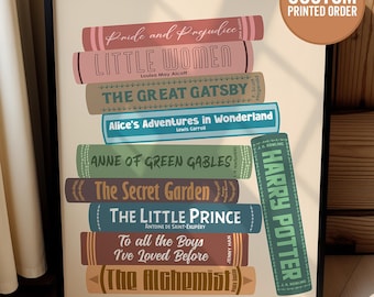Personalized Custom Book Art for Book Lovers | Literary Wall Decor | Custom Library Book Stack Design | Unique Gift for Readers