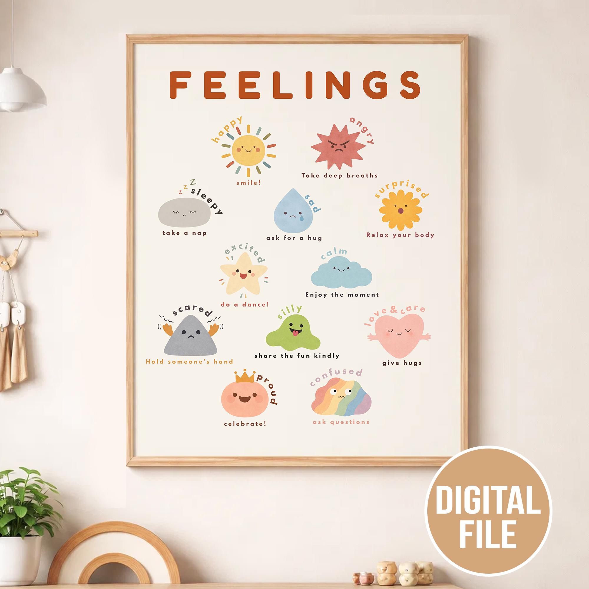 Feelings Chart for Kids | Emotions Poster | Calm Down Corner Printable ...