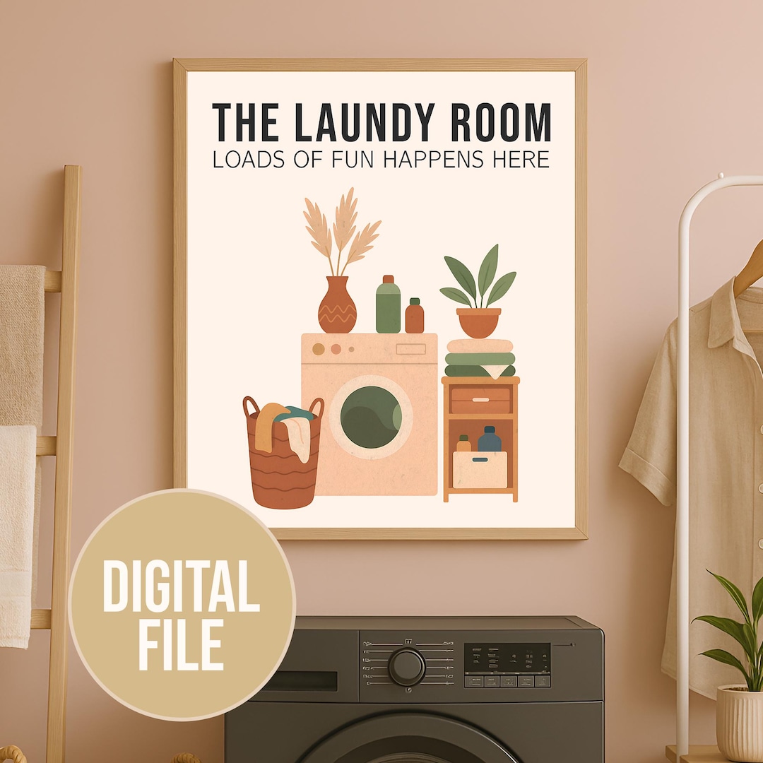 Laundry Room Digital Poster | Boho Laundry Decor | Wash Dry Fold Quote ...